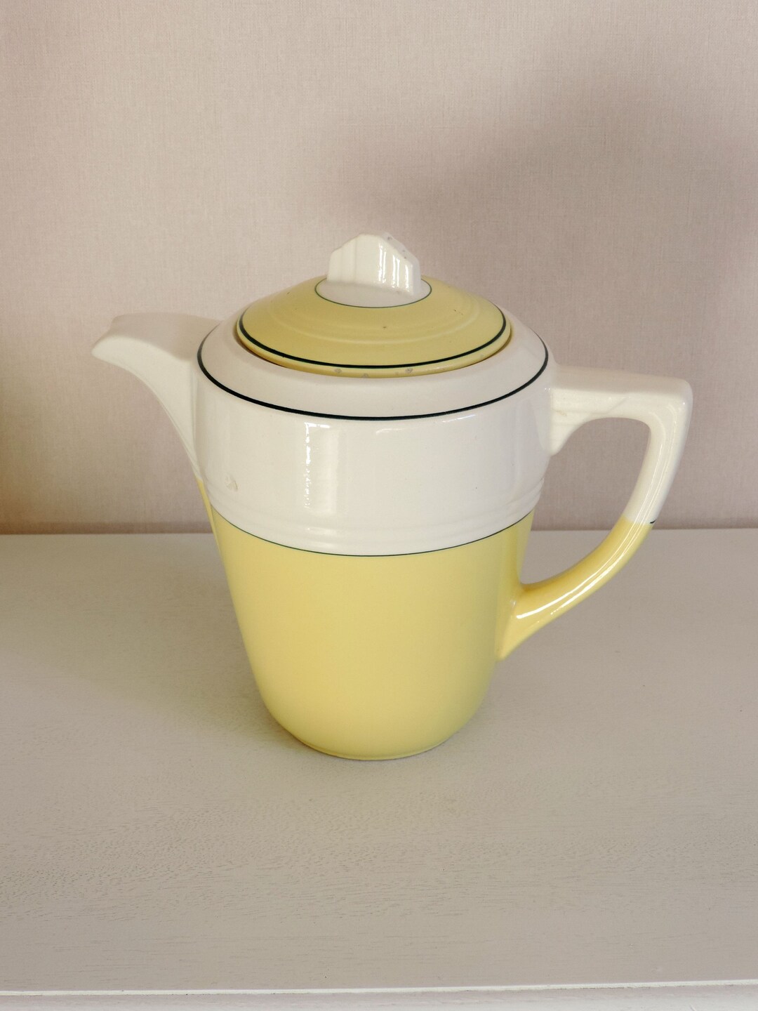 Image showcasing Vintage Art Deco Coffee Maker, St Amand, Yellow and White, . - Etsy