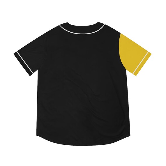 Black and Yellow Men s Baseball Jersey AOP