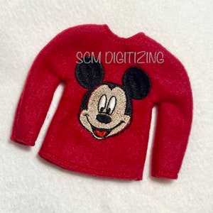 DIGITAL FILE* Elf Doll Sweater Mickey Mouse Pattern For Embroidery Machines In The Hoop Design ITH 5 x 7 Hoop