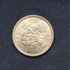 Splendida Elizabeth 11 *1953* BUNC Sixpence / Vecchie monete britanniche.