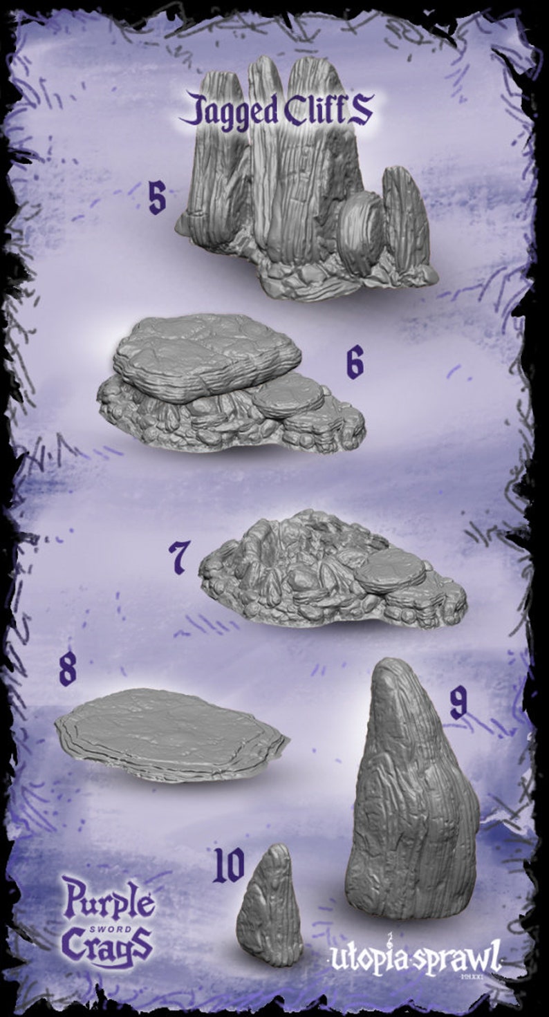 Jagged Cliffs, Stone Terrain, Crags Cliffs ,10 Pcs, Stone Outcrops ...