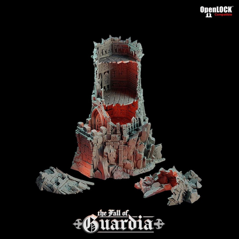Outpost Tower Ruin: Fall of Guardia Watchtower 28MM Tabletop Terrain ...
