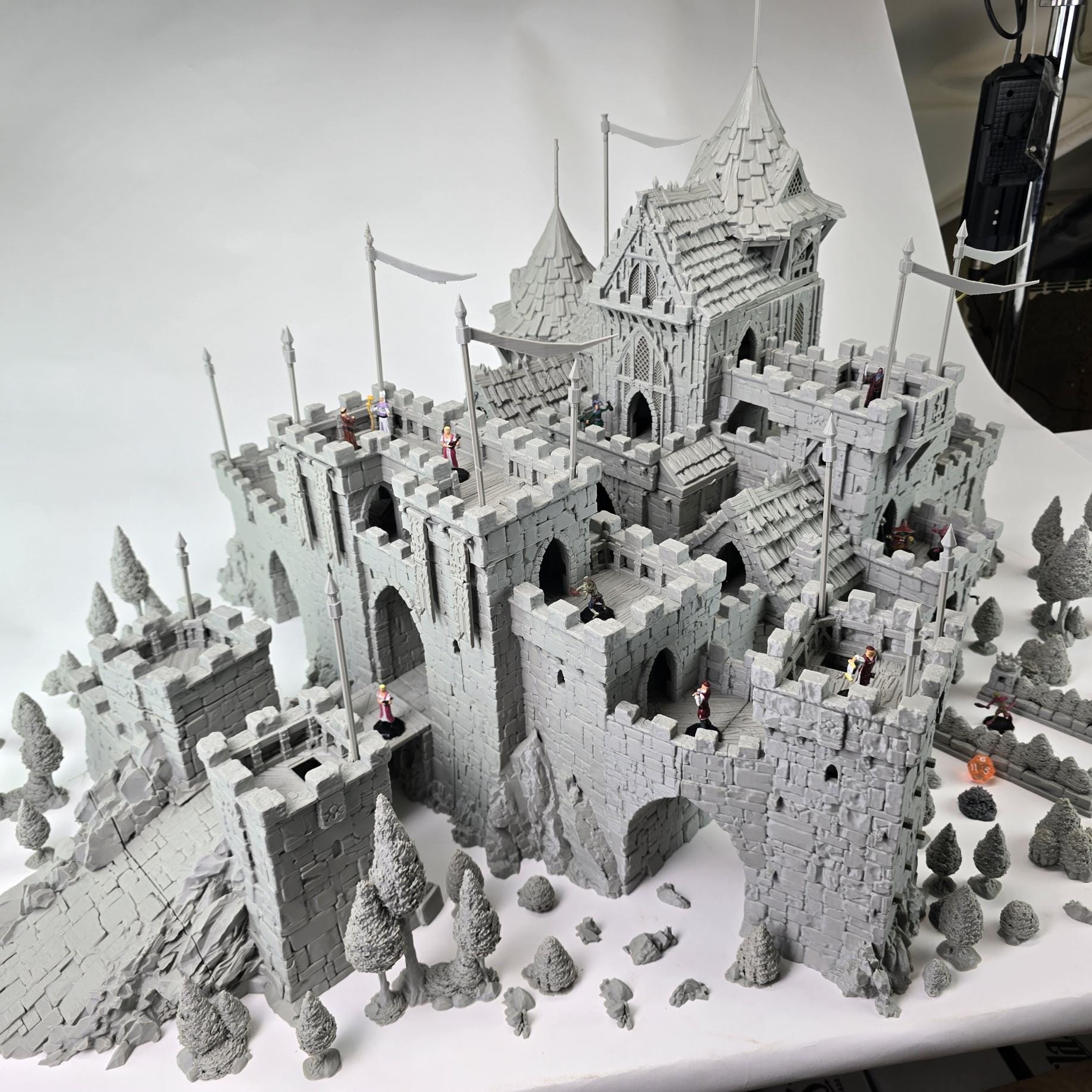Cityscape with a medieval castle tower in the center Cityscape with a medieval castle tower in the center