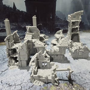 Barrenfall Ruins Bundle: Medieval Ruined Buildings & Tower for Tabletop Wargaming and RPGs