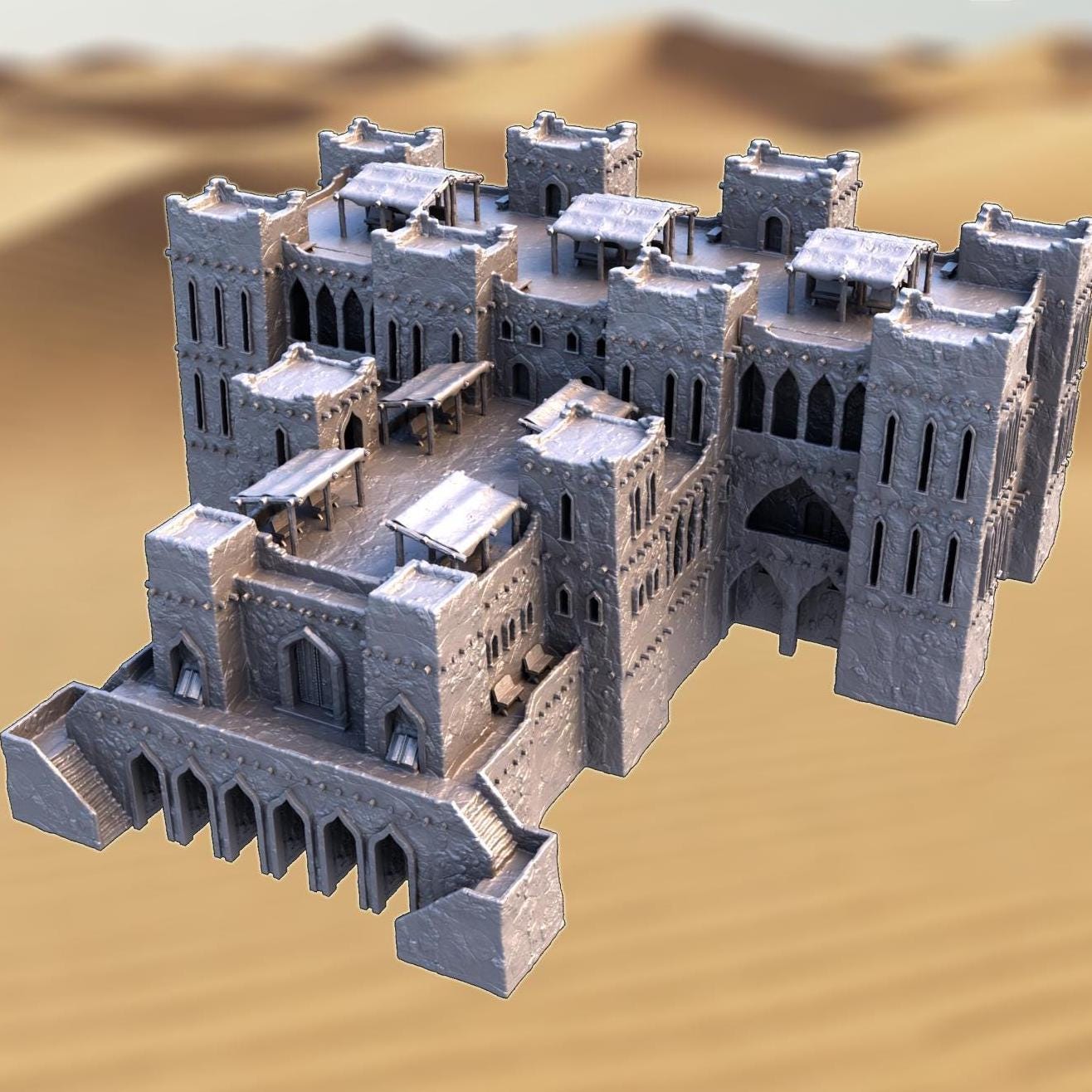 13th Century Middle Eastern Fortress Library | Multi-level Tabletop ...