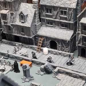 Town District Set 3D Print, Modular Village District, 28mm Terrain, 32mm, 15mm, HO scale, Dungeons & Dragons, Painted, Tabletop Miniatures