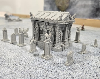 Small Cemetery Set: 15 Piece Gothic Style Graveyard for Tabletop RPGs, Model Railroading, and Wargaming