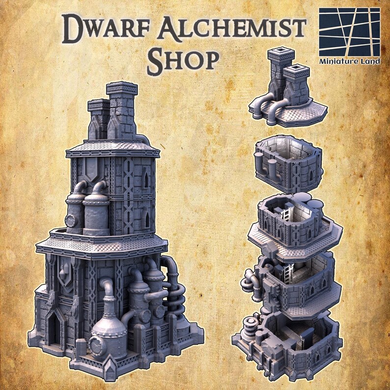 Dwarf Alchemist Shop: Fantasy Industrial Building for D&D, Model ...