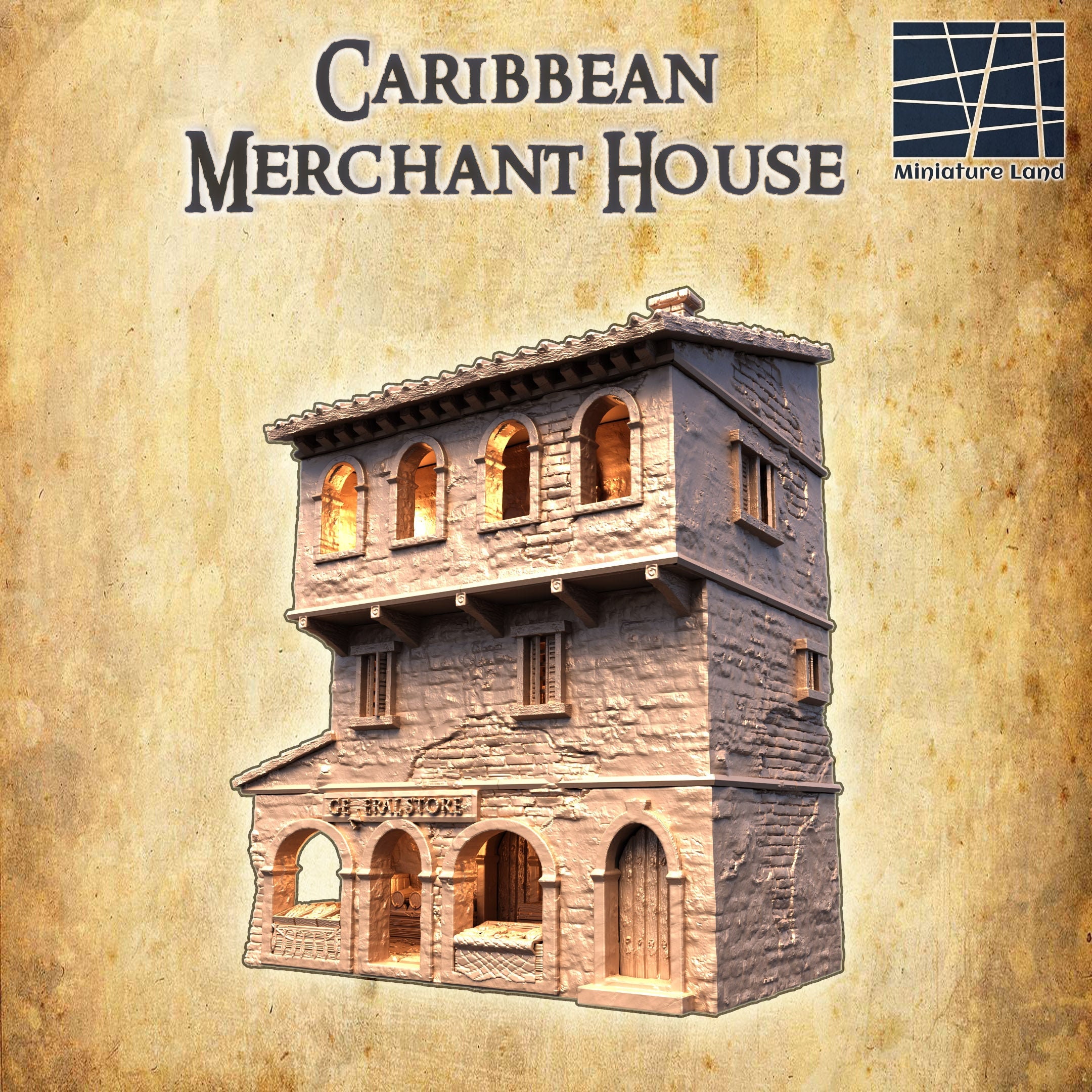 Caribbean Merchant House: 18th Century Colonial Building for Tabletop RPGs, Model Railroading, and Wargaming