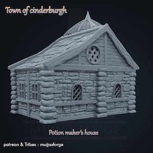 Cinderburgh Potion Maker House: Late Medieval Fantasy Alchemist for 10mm, 15mm, 18mm, 20mm, 28mm, 32mm TabletopTerrain, Model Railroading