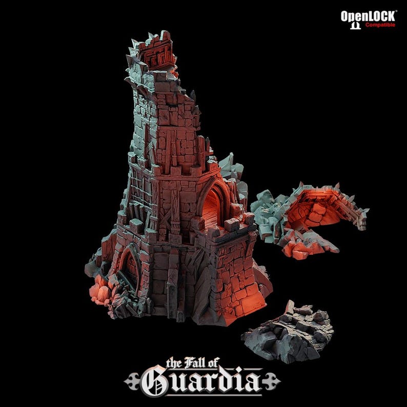 Outpost Tower Ruin: Fall of Guardia Watchtower 28MM Tabletop Terrain ...