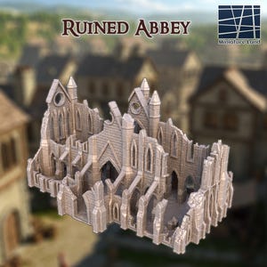 Ruined Abbey: Medieval Gothic Cathedral 28MM Tabletop Terrain, Model Railroading