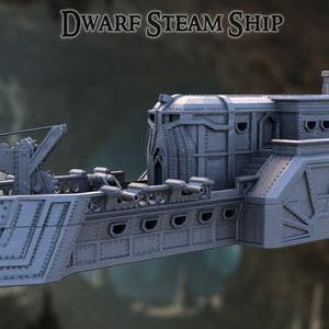 Dwarf Steam Ship: Fantasy Ironclad Naval Warship Modular Tabletop Terrain, Model Railroading