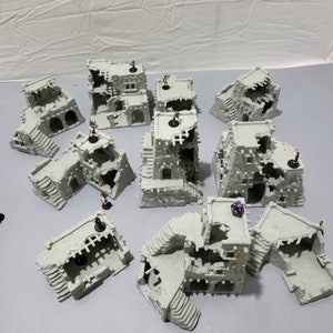 Ruined Desert Settlement for DnD, Pathfinder - 10 Ruined Buildings Set