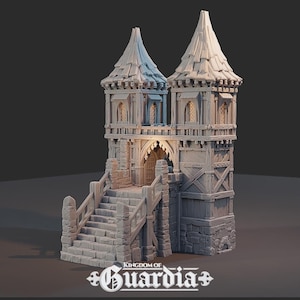 Two Towers Gate: Medieval Fantasy Fortified Entrance 28MM Tabletop Terrain, Model Railroading, Gaming