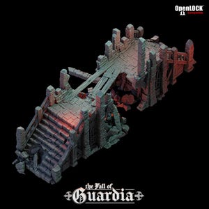 Ruined Castle Bridge: Medieval Bridge Ruin 28MM Tabletop Terrain, Model Railroading, Gaming