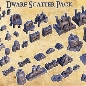 Dwarf Scatter Pack: Fantasy Dwarven Furnishings for D&D, Model Railroading, and Wargaming