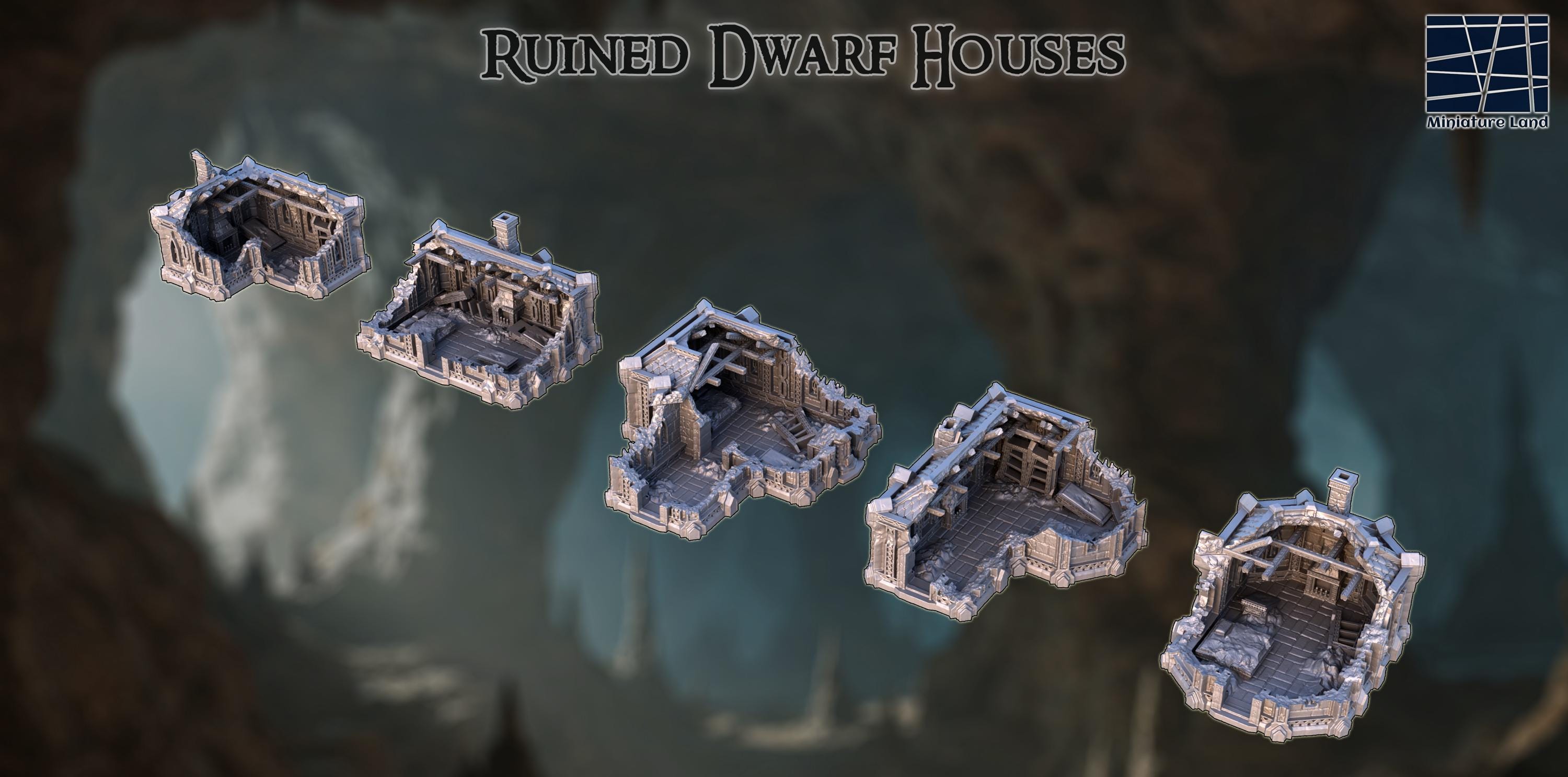 Ruined Dwarf Houses: Fantasy Underworld Structures 28MM Tabletop ...