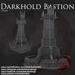 Darkhold Bastion Citadel: Gothic Mega Tower 28MM Tabletop Terrain, Model Railroading, Gaming