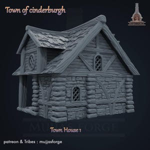 Town of Cinderburgh: Medieval Town House 1 28MM Tabletop Terrain, Model Railroading, Gaming
