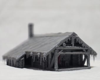 Snowy Cabin: Fantasy Winter Log House 28MM Tabletop Terrain, Model Railroading, Gaming