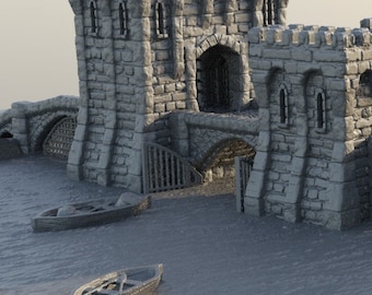 River Patrol Bridge, River gate, River Defense, Defense Tower, Guard Tower, Tower Bridge,  , Dungeons and Dragons, 28mm