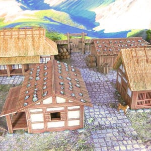 Samurai Farmhouse Set: Traditional Japanese Miniature Buildings - Tabletop RPG Terrain