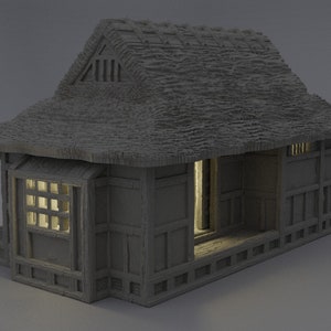 Samurai Cottage, Feudal Japanese Cottage, Small Orient House, 28mm, Dungeons and Dragons,  , Tabletop Terrain