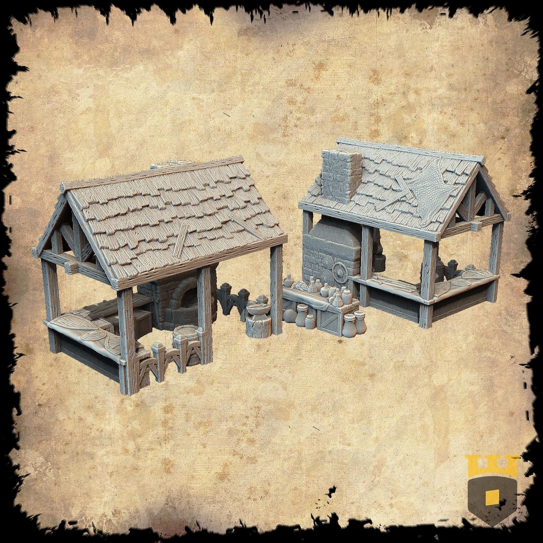 Medieval Blacksmith Stall 28mm: Renaissance Era Forge Fantasy RPG and ...