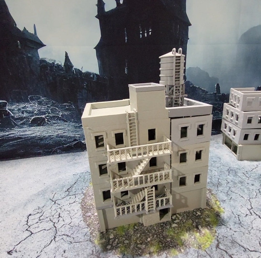 Ashfall City Apartment Building, Tabletop Terrain, Gaming Miniature ...
