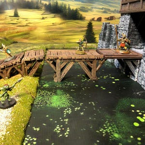 Shallow Moat Bridge – Medieval Wooden Walkway for RPG Terrain