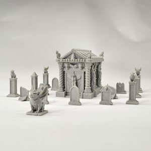 Small Cemetery Set: 15 Piece Gothic Style Graveyard for Tabletop RPGs, Model Railroading, and Wargaming