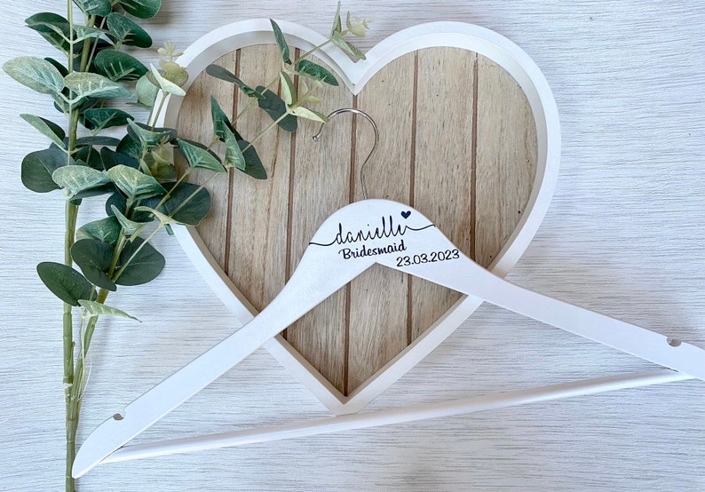 Personalised Wedding Hanger Decal, 1x Name/Date/Role, DIY Bride, DIY lettering, Handwritten stickers, Calligraphy stickers, Wedding stickers image 1