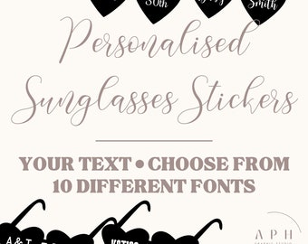 Pegatinas personalizadas para gafas de sol: pegatinas para despedidas de soltera, pegatinas para cumpleaños importantes, vinilos decorativos para manualidades, letras de vinilo manuscritas