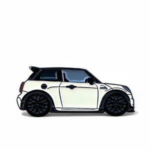 MINI Cooper S / JCW in Creme/Weiß - Emaille Auto Anstecker