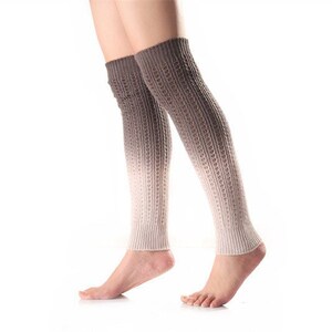 Cashmere Leg Warmers, Double Shaded Soft Winter Leg Warmers, Segment Dye Gradient Sock Boot Cover Grey