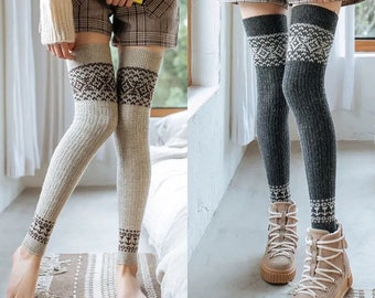 Over the Knee  Leg Warmers, Thigh High Winter Wool Socks, Long tube Winter Socks, Long tube Warm Socks