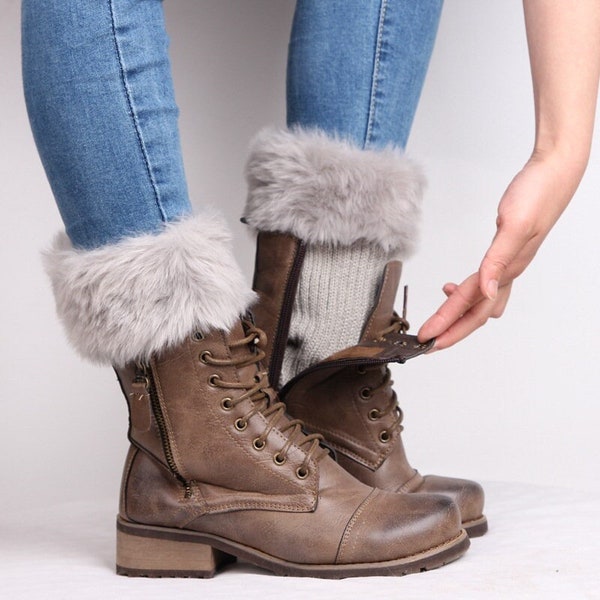 Boot Cut Ankle Warmers, Fur Socks, Winter Ankle Warmers, Women Leg Warmers, Faux Fur High Boot Cuffs, Toppers Boots Socks