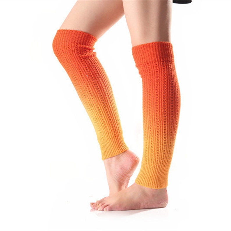 Cashmere Leg Warmers, Double Shaded Soft Winter Leg Warmers, Segment Dye Gradient Sock Boot Cover image 4