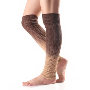 Cashmere Leg Warmers, Double Shaded Soft Winter Leg Warmers, Segment Dye Gradient Sock Boot Cover Khaki