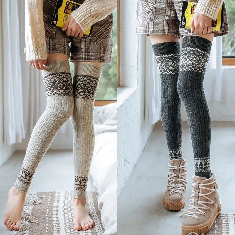 Fall/winter Long Leg Warmer Knitted Socks Warm Boot Covers Cuffs