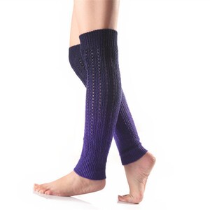 Cashmere Leg Warmers, Double Shaded Soft Winter Leg Warmers, Segment Dye Gradient Sock Boot Cover Dark Purple