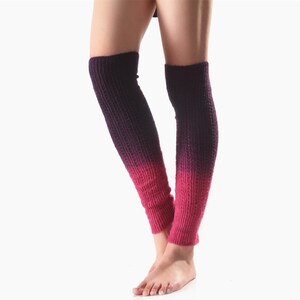 Cashmere Leg Warmers, Double Shaded Soft Winter Leg Warmers, Segment Dye Gradient Sock Boot Cover Purple