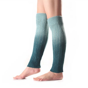 Cashmere Leg Warmers, Double Shaded Soft Winter Leg Warmers, Segment Dye Gradient Sock Boot Cover Light Blue