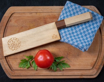 Nakiri style Kitchen knife with saya (knife guard)