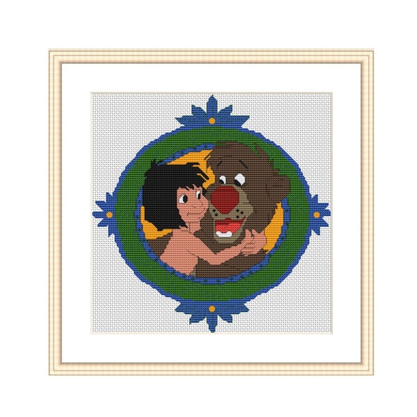 The Jungle Book Cross Stitch Chart Pattern 14 Count 21 cm x 21 cm DMC Colours