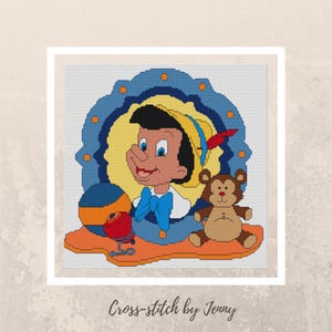 Pinocchio Cross Stitch Chart Pattern 14 Count 22 cm x 22 cm DMC Colours