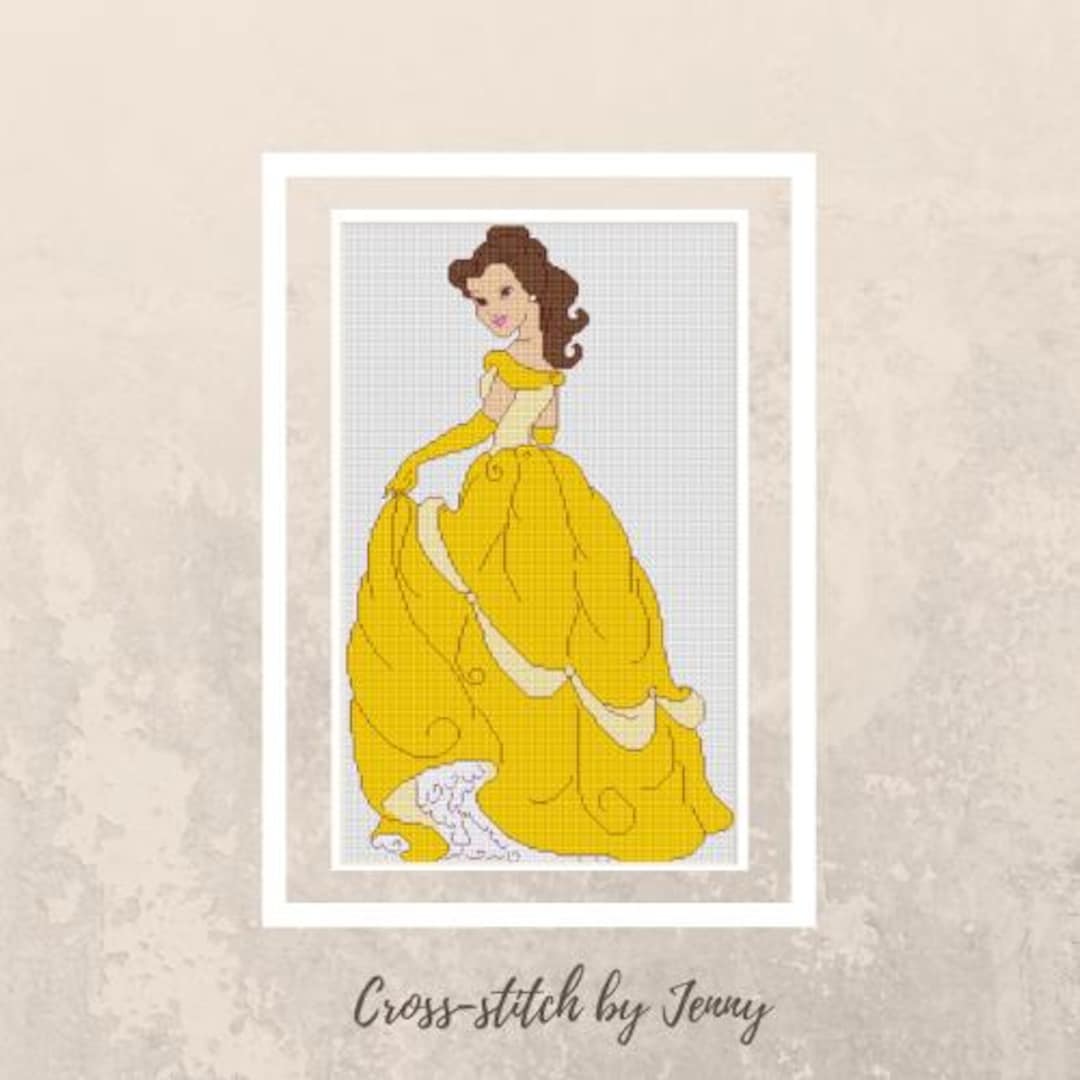 Chart Pattern Beast Beauty and the Beast Belle Cross Stitch Chart Pattern 14 Count 20 Cm X ...