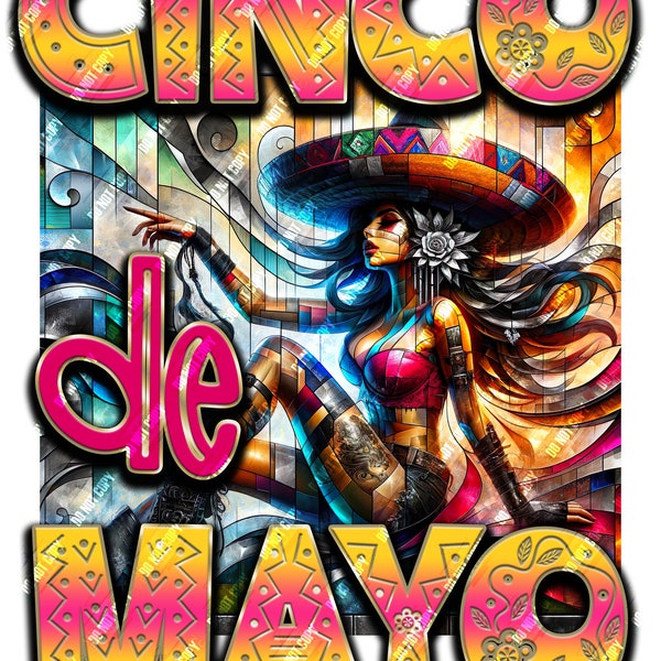 Cinco de Mayo Festive Spirit PNG. Vibrant Cinco de Mayo Celebration Art. Cinco de Mayo Fiesta Lady.