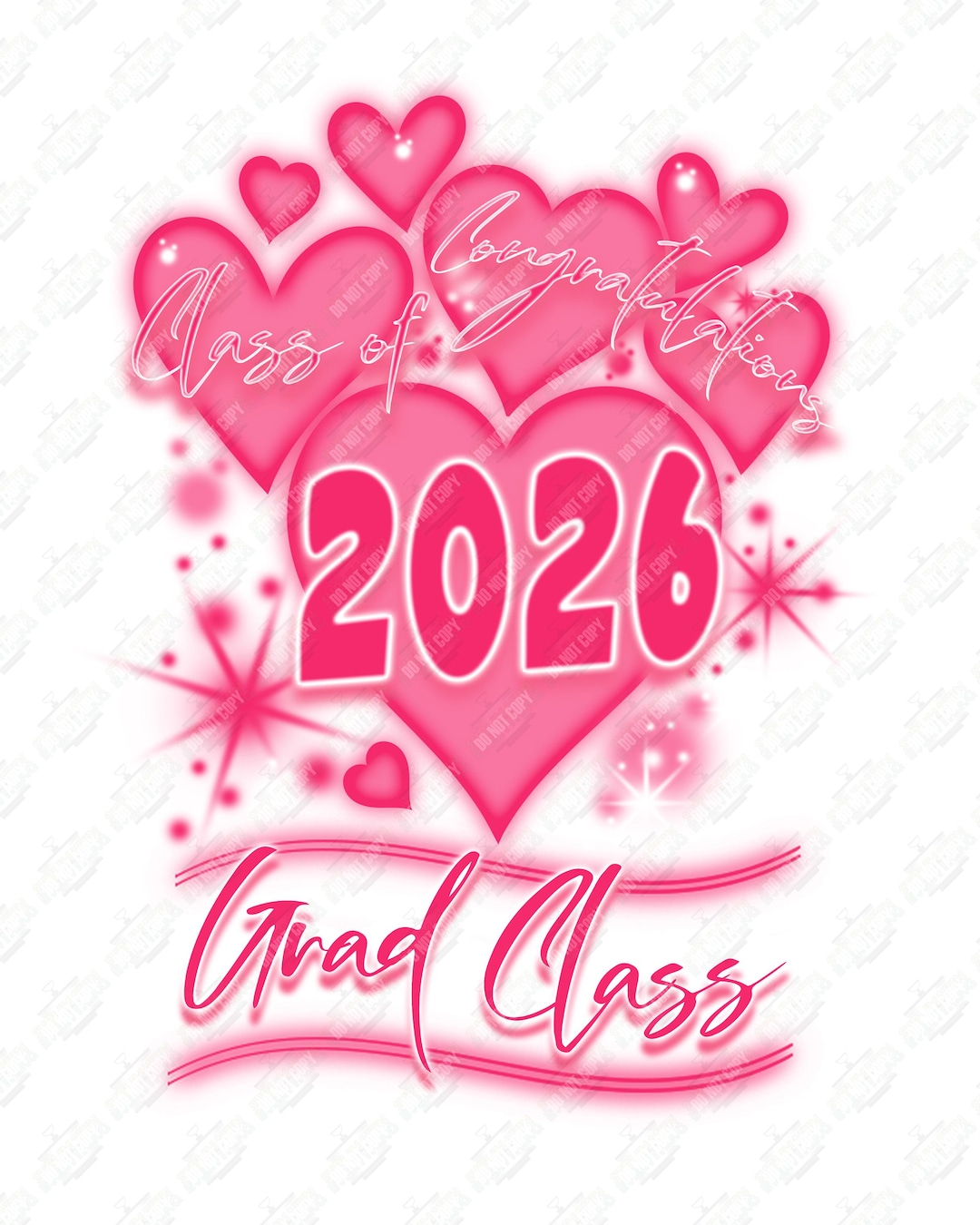 Class of 2026 Grad Class Airbrush PNG - Vibrant Pink Digital Art for ...